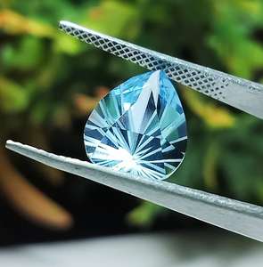 พลอยโทแพซสีฟ้าธรรมชาติทรงลูกแพร์ คุณภาพสูง สำหรับทำเครื่องประดับ แหวน จี้ - Product Image 5