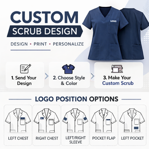 Medical Nurse Scrubs Uniform Unisex Scrub Shirt Pants Sets with Pockets and V-neck Scrub Suit for Hospital ODM Woven - Product Image 6
