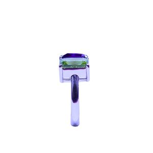 Anillo Clásico de Plata de Ley 925 Chapado en Oro con Gemas de Peridoto y Amatista para Mujer, Ideal para Bodas - Product Image 3