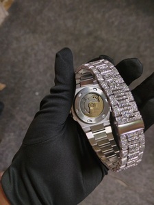 Montre automatique en moissanite, entièrement sertie de moissanite VVS, en acier inoxydable, montre de luxe pour homme - Product Image 2