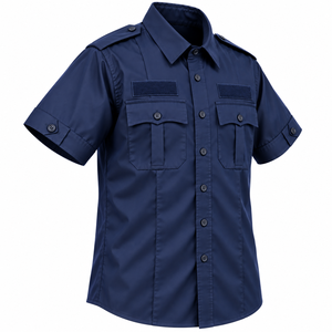Chemise de travail personnalisée pour homme, manches courtes, avec épaulettes, couleur unie, pour agent de sécurité - Product Image 3
