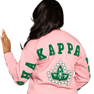 Sweat-shirt rose en chenille avec motif au dos AKA Sorority Inc pour femme, haut à col rond brodé de lettres grecques de qualité supérieure - Product Image 2