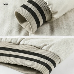 Chaqueta con letras de lana para hombre de otoño e invierno, mangas bordadas, cuello alto grueso, ropa de calle ecológica - Product Image 6