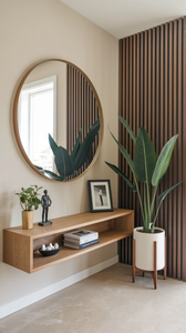 Tocador de maquillaje de madera montado en la pared Tocador flotante que ahorra espacio con aspecto limpio para dormitorio o apartamento pequeño - Product Image 3
