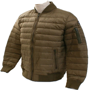 Veste matelassée pour homme, vert olive, coupe-vent, épaisse, en polyester, hiver, décontractée, fermeture éclair, coupe régulière, col rabattu - Product Image 3