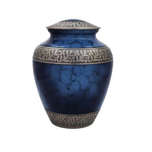 Elegantes Urnas Decorativas de Aluminio Azul Océano para Cenizas Humanas Adultas, Urna Floral Artesanal al por Mayor - Product Image 5