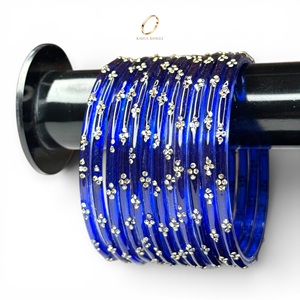 Vente directe du fabricant : Bracelets en verre cachemiri bleu roi, ensemble goutte de pluie, cristaux pour femmes, pour mariage, prix de gros - Product Image 5