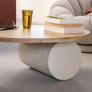 Table basse ronde Vandana Nimbus Elara en bois effet béton et bois d'acacia - Product Image 3