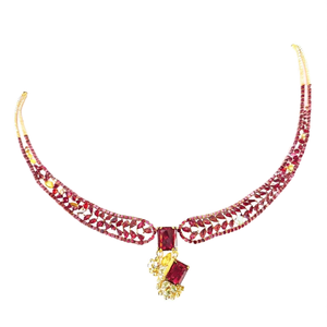 AD Red Stone Choker Fashion Jewelry Set - Product Image 3
