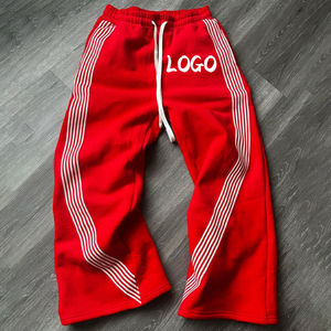 OEM Wholesale Unisex Fashion High Quality Streetwear Cotton French Terry Flare Sweat Side Stripe Pants For Men's - Product Image 4