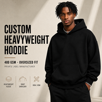 Sweat à capuche surdimensionné personnalisé 480 GSM pour homme, en molleton épais, à épaules tombantes, style streetwear, marque privée