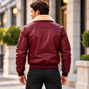 Men's Luxury Leather Bomber Jacket with <b>Stand</b> Collar Silk Lining <b>Vintage</b> Winter Biker <b>Coat</b> Wholesale Supplier - Product Image 4