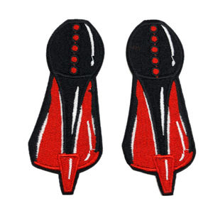 Custom Embroidered Patch Red Black Irregular Shape <b>Sew</b>-On Fabric Applique For Garment Simple Style Badge - Product Image 4