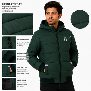 Unisex Hooded Padded <b>Jacket</b> Winter Quilted Outerwear Full Zip Warm Casual Men's <b>Jackets</b> Custom Logo Insulated Coat Wholesale USA - Product Image 5