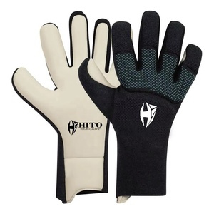 Hot Selling Custom Design Black Neoprene Soccer Goalkeeper <b>Gloves</b> with 4mm German Latex Elastic Negative Cut - Product Image 1