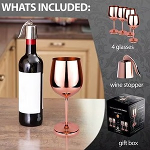 Juego de 4 Copas de Vino de Acero Inoxidable y Cobre, Diseño Redondo Moderno, Vasos Duraderos para Fiestas y Reuniones Familiares - Product Image 4