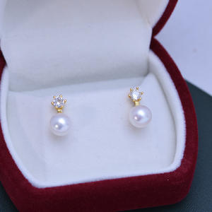 Boucles d'oreilles pendantes en argent S925, perles d'eau douce de 6-7 mm, design rond en forme de nœud, pour femmes, presque parfaites - Product Image 5