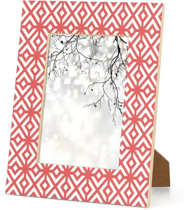 Cadre photo rectangulaire géométrique rouge bohème en résine personnalisée peinte à la main pour la Journée de la Terre - Product Image 6