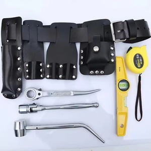 Leather <b>Tool</b> <b>Belt</b> with Multiple Pockets and <b>Tool</b> Holders for Spanners Hammer and Tape Measure - Product Image 6