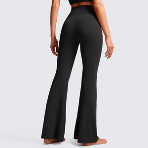 Legging évasé taille haute personnalisé, couleur noire unie, extensible, taille élastique, respirant, écologique, pantalon de yoga - Product Image 2
