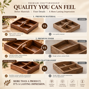 Plateau à collation en bois de noyer naturel de qualité supérieure avec 4 compartiments et poignée pour servir des noix, des bonbons et des fruits - Product Image 3
