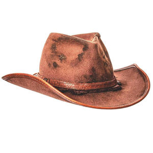Chapeau de cowboy unisexe en cuir rayé, plage, été, large bord, Fedora classique, dessus plat - Product Image 2