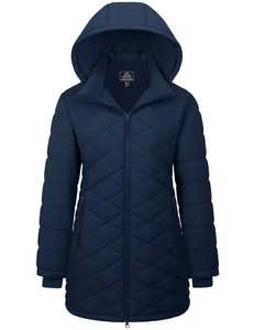 Veste matelassée unisexe à capuche, col montant, fermeture éclair, imperméable, coupe-vent, hiver, manches longues, couleur unie, polyester épais - Product Image 3