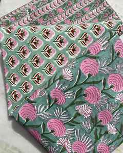 Tissu en pur coton imprimé à la main avec des teintures végétales naturelles, léger et doux, pour robes et couvertures pour femmes, vendu au mètre. - Product Image 3