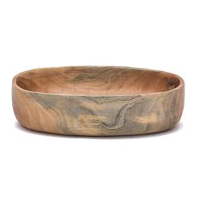 Bol à mélanger et à servir en bois de forme ovale, bols à salade en bois faits à la main, vaisselle pour servir la soupe, bol polyvalent pour salades, soupes, collations - Product Image 4