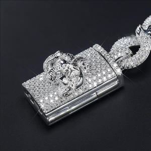 Magnifique collier chaîne cubaine en argent sterling 925 avec crâne glacé en moissanite, bijoux gothiques pour hommes, hip-hop, occasion de fête, cadeau - Product Image 3