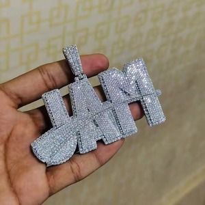 Pendentif Lettre Personnalisée Iced Out en Argent 925 avec Moissanite Micro-Pavé, Breloque Hip Hop, Testeur de Diamant Inclus, pour Hommes - Product Image 6
