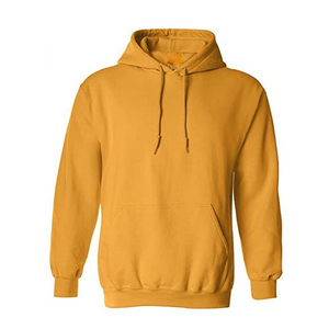 Men's Mustard Hooded Sweatshirt Regular Fit Fleece Casual Autumn Wear Pocket Design Regular Sleeve Knitted Style 100% Cotton - Product Image 3