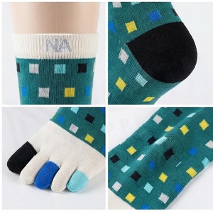 Chaussettes à cinq doigts à motif géométrique, respirantes, en coton et élasthanne, pour adultes, chaussettes décontractées de printemps - Product Image 4
