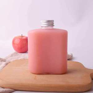 Botella de Plástico PET Cuadrada Plana Transparente con Tapa de Aluminio y Serigrafía, Plateada, Portátil, de 250 ml, para Té con Leche, Jugo, Bebidas Frías - Product Image 2