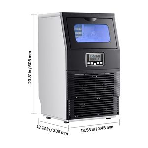 Macchina Professionale per Ghiaccio in Acciaio Inox da Banco, Produzione 80 Libbre/24h, Capacità di Stoccaggio 12 Libbre, 32 Cubetti per Ciclo - Product Image 5