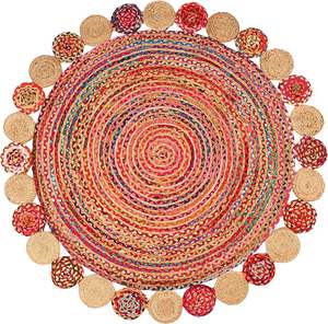 Tapis rond Chindi, tapis design bohème pour chambre à coucher, chambre d'amis, salon, chambre de fille, paillassons - Product Image 6