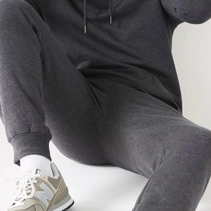Ensemble sweat-shirt à capuche et pantalon de jogging pour homme, gris uni, tricoté, 100% coton, vêtements d'automne décontractés - Product Image 6