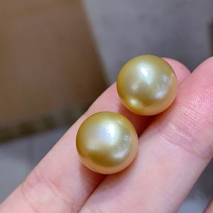 ต่างหูลูกปัดทองธรรมชาติขนาด 11-12 มม. ประดับมุกกระจกทรงกลมฝังทอง 18K อเนกประสงค์และทันสมัยพร้อมกล่องของขวัญ - Product Image 4