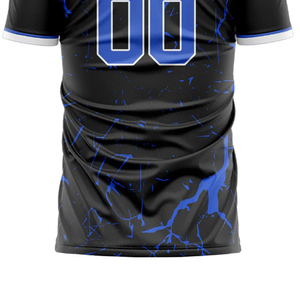 Camiseta de Fútbol para Hombre con Estampado por Sublimación en Contraste Azul y Negro, Precio Económico, Personalizable, Ropa Deportiva de Fútbol de Manga Corta para Fanáticos - Product Image 6
