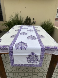 Purple <b>Tablecloth</b> Cover, Block Printed <b>Tablecloth</b>, Indian Table Linen, Floral Dinning <b>TableCloth</b> ,Elegant Decoration, Rectangle - Product Image 1