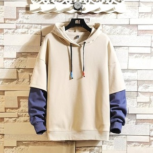 เสื้อฮู้ดสีน้ำเงินกรมท่าสำหรับผู้ชาย ทรงโอเวอร์ไซส์ แขนปกติ สีพื้น เรียบง่าย สไตล์ลำลอง สำหรับฤดูใบไม้ร่วง ผ้าเฟรนช์เทอร์รี่ถัก โพลีเอสเตอร์ - Product Image 4