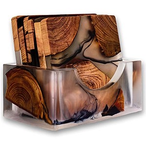 Posavasos de Madera de Cedro Hechos a Mano de Primera Calidad con Incrustaciones de Resina - Venta al por Mayor - Product Image 2