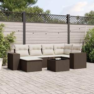 Conjunto de Sofás Modulares Grandes de Ratán Sintético Marrón para Jardín - Product Image 1