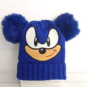Gorro de Punto con Bordado de Perro y Dos Pompones para Niños y Niñas, Gorro Grueso y Cálido para Invierno - Product Image 2