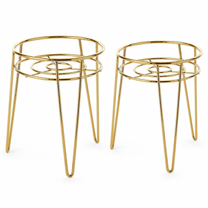 Elegante Maceta de Metal Grabada con Soporte, Macetero Elevado Decorativo para Interiores, para Sala de Estar, Dormitorio u Oficina - Product Image 1