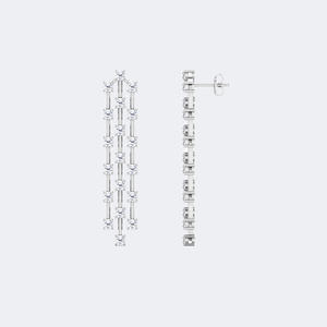 2.50CTW, Redondos, con engaste de puntas, Pendientes largos lineales tipo gota / Pendientes lineales - Product Image 5