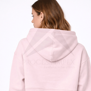 เสื้อฮู้ดครอปสีชมพูสำหรับผู้หญิง พิมพ์ลาย Dream It Real สไตล์ลำลอง มีกระเป๋า เหมาะสำหรับใส่ในฤดูใบไม้ร่วง - Product Image 5