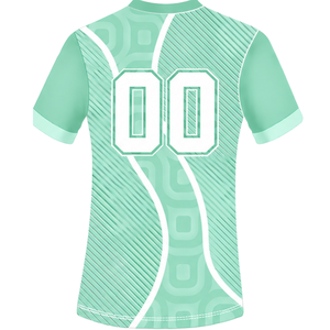 Ensemble short et maillot de rugby vert menthe et blanc, manches courtes, col en V, uniforme d'équipe géométrique, personnalisable, respirant, pour entraînement sportif - Product Image 5