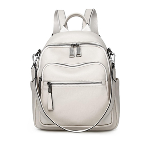 Sac à dos en cuir pour homme, couleur unie, idéal pour le camping, grand espace et utilisation pratique - Product Image 1
