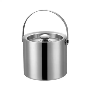 Cubo de Hielo Redondo de Metal Moderno de 5L para Enfriar Bebidas y Vino en Hoteles, Restaurantes, Bares, Servicios de Catering, Bodas y Eventos - Product Image 2